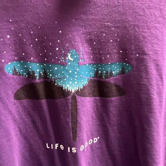 EUC Life is Good Purple Long Sleeve Shirt Dragonfly #167 - Picture 2 of 6